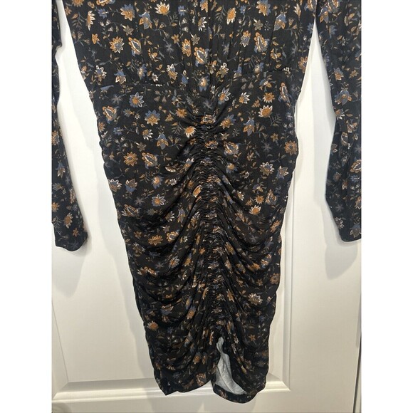 Evereve Women’s Lorelei Ruched Smocked Knit FLORAL Dress Sz S - Picture 3 of 10